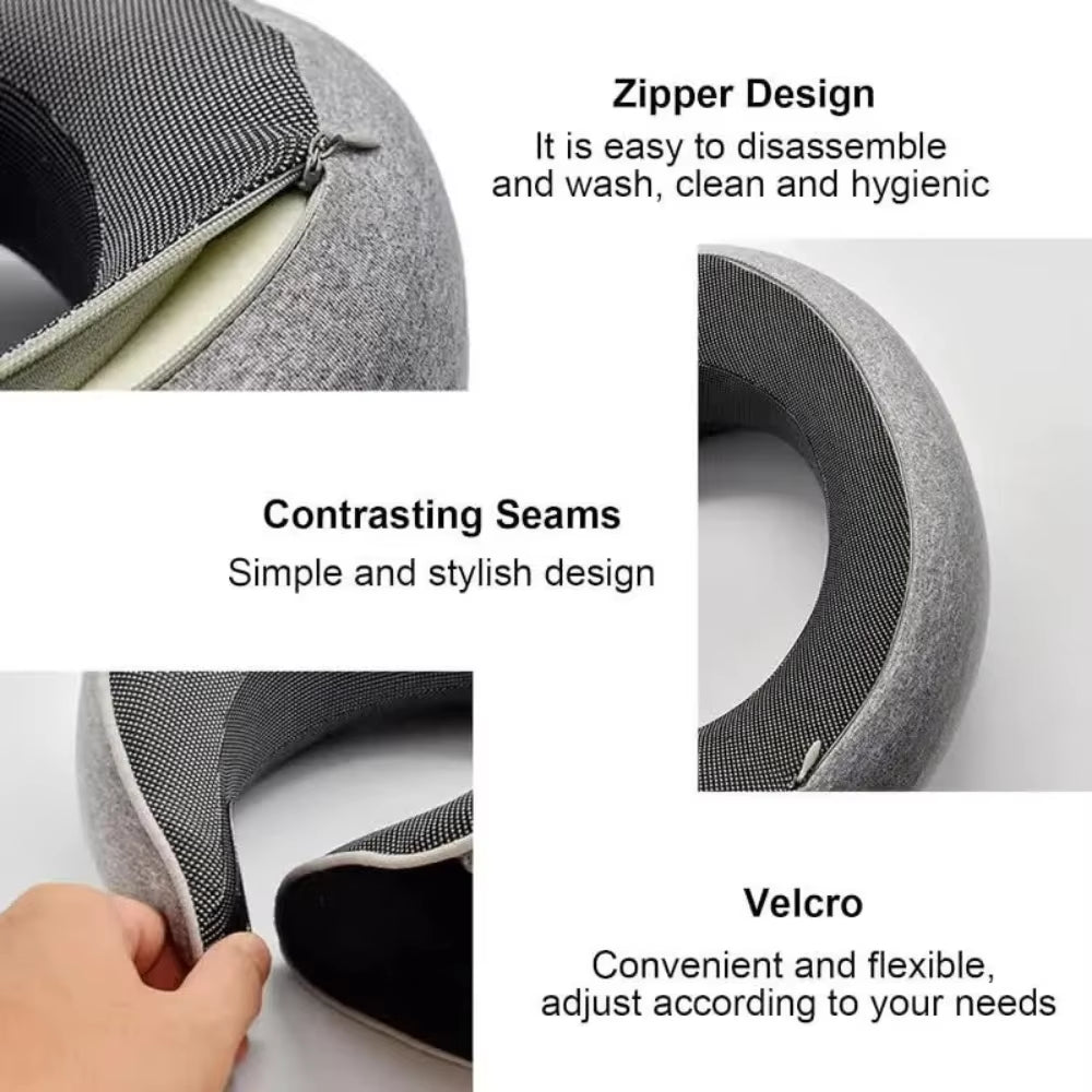 Memory Foam Travel Neck Pillow – U-Shaped for 360° Support