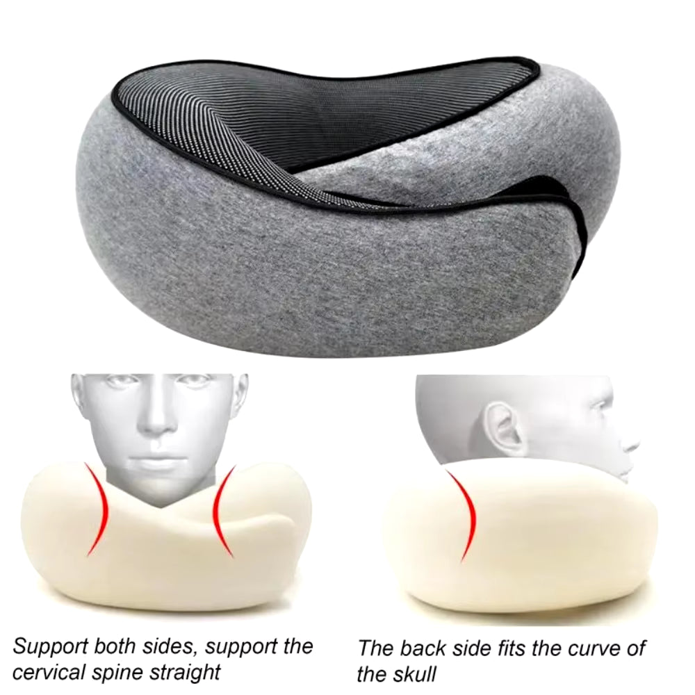 Memory Foam Travel Neck Pillow – U-Shaped for 360° Support