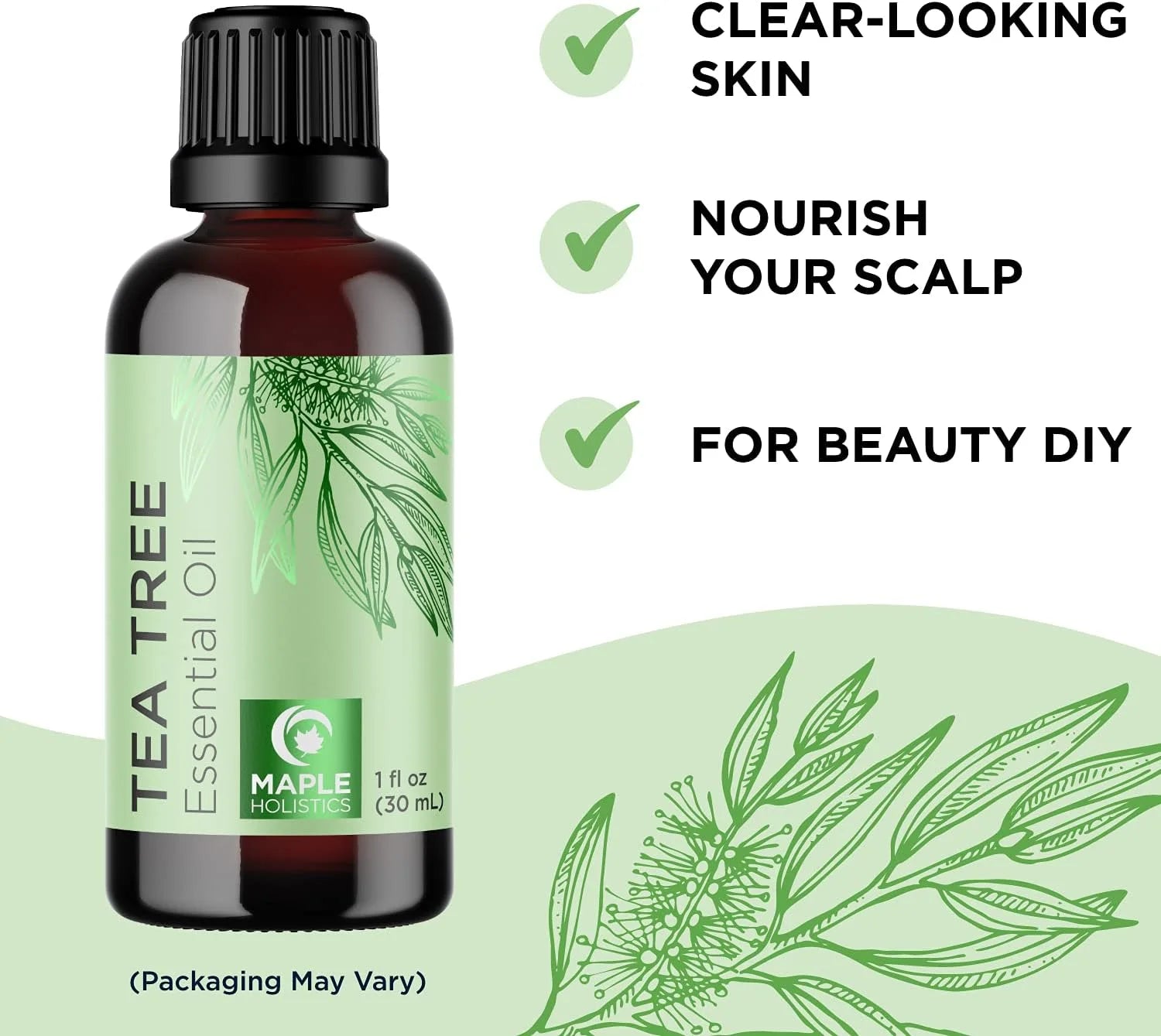 Pure Tea Tree Oil for Skin - 100% Pure Tea Tree Essential Oil for Scalp Care Aromatherapy and Natural Cleaning Solution - Super Potent AAA Non GMO Australian Tea Tree Oil for Hair Skin and Nails