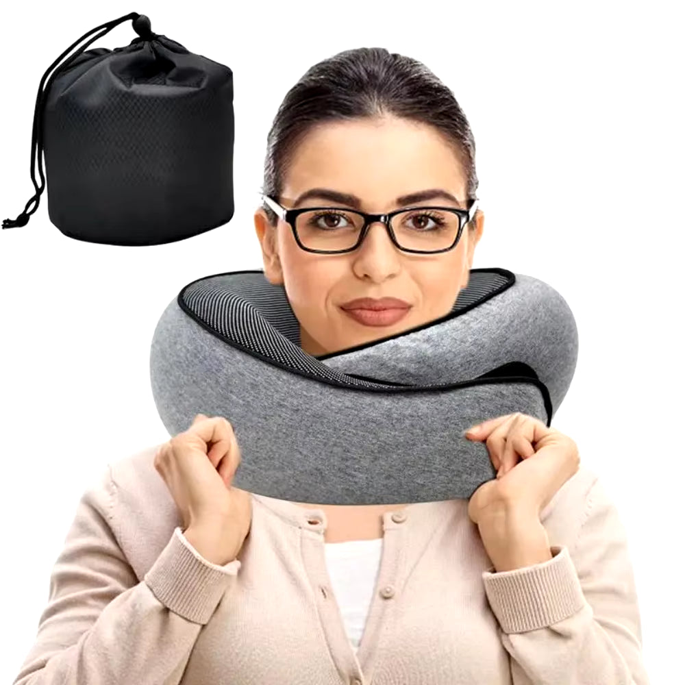 Memory Foam Travel Neck Pillow – U-Shaped for 360° Support